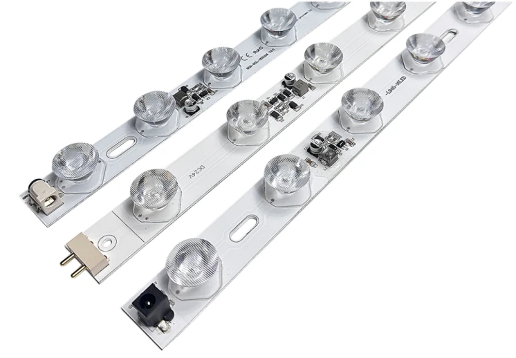 LED side-light bars with narrow lenses for a deeper lightbox