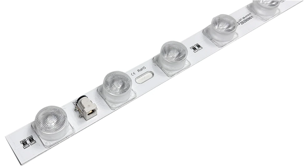 Narrow-beam LED side-light bar with individual PC lenses