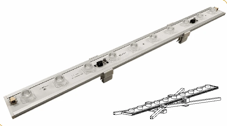 Wide LED side-light bars with lenses for tubular display frames